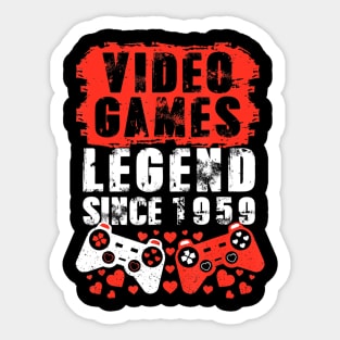 Gaming 1959 Birthday Video Games Birthday Gamer Sticker